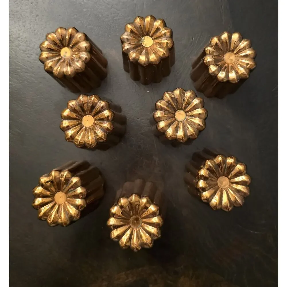 Set 8 Solid Copper French Canelé Molds 67g Professional Grade - Tin Lined 2-1/8”